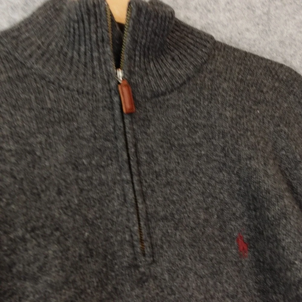 Vintage 90s POLO RALPH‎ LAUREN Sweater Mens L Heather High Neck Wool Quarter Zip